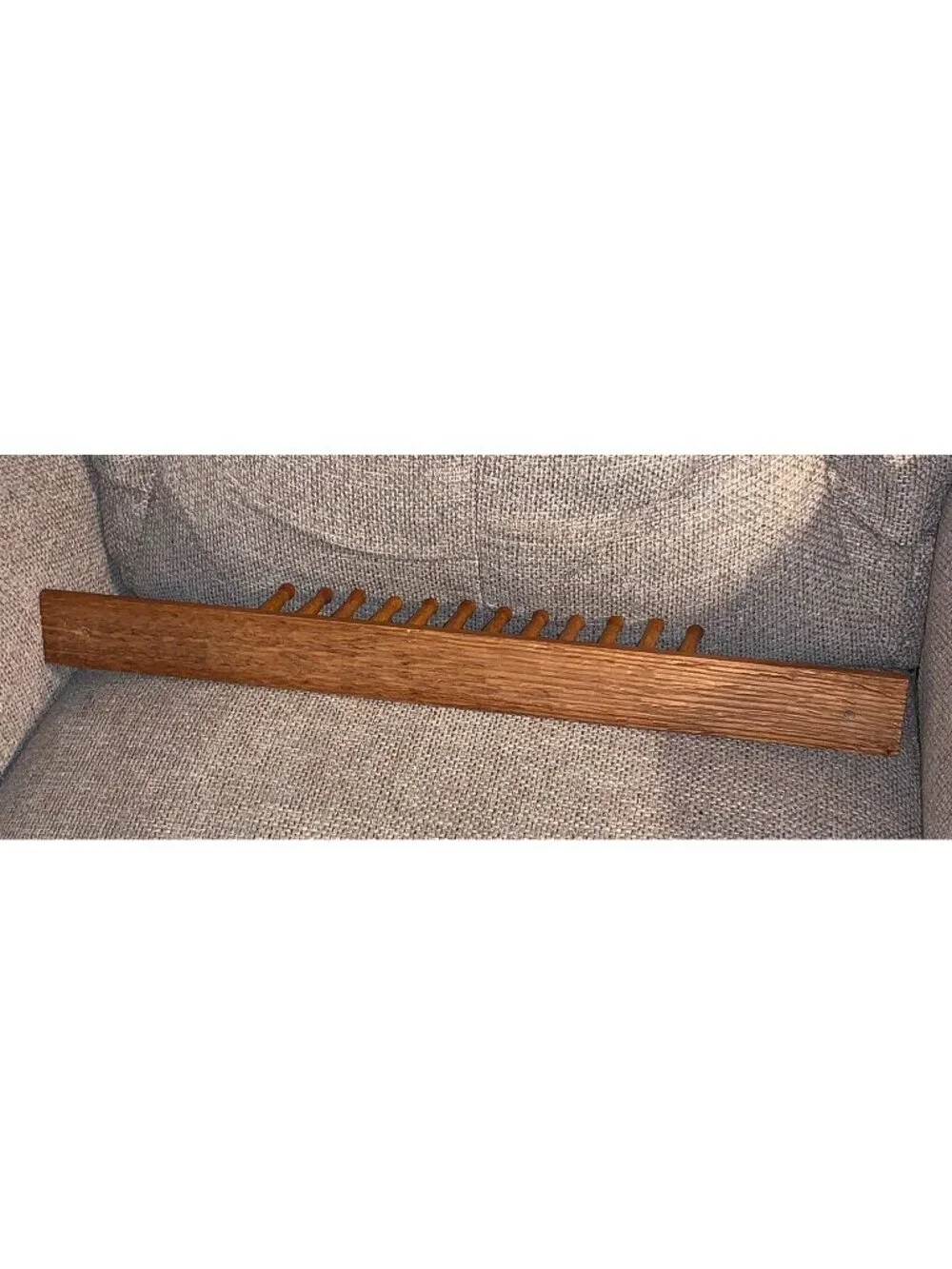 Vintage Tie, Belt, Scarf Wood Rack Holder Wall Mount w/ 24 Pegs & 2 Brass Hooks